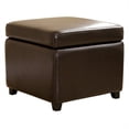 thumbnail image 1 of Pemberley Row Leather Dark Brown Ottoman Square Storage 15.75" H x 18.13" W x 18.13" D, 1 of 2