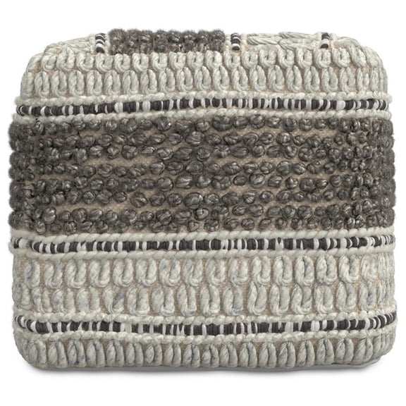 Pemberly Row Contemporary Square Pouf in Earth Tone Brown Handloom Woven