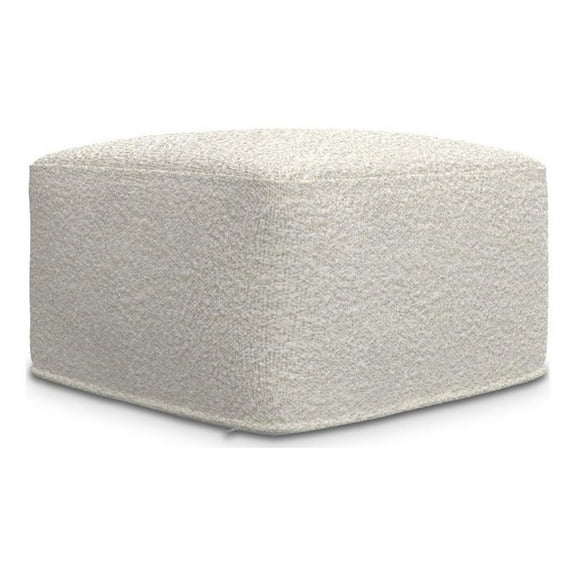 Pemberly Row Contemporary Square Pouf in Ivory Boucle Finish