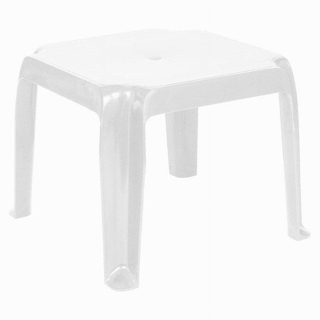 Pemberly Row Contemporary Square Resin Patio Side Table in White