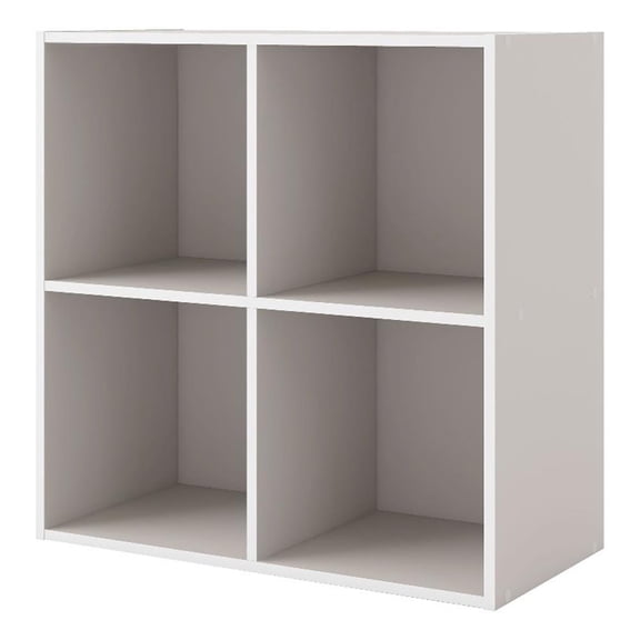 Pemberly Row Contemporary Stackable Wood 4-Cube Bookcase in Gray