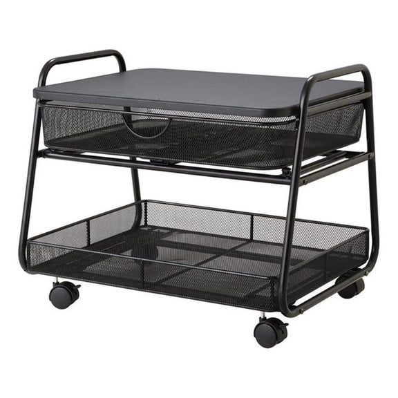 Pemberly Row Contemporary Stainless Steel Under Desk Machine Black Stand