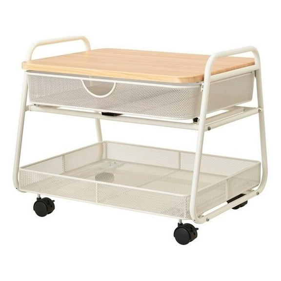 Pemberly Row Contemporary Stainless Steel Under Desk Machine White Stand