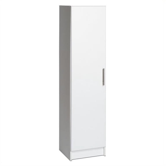 Pemberly Row Contemporary Storage 16" Broom Cabinet in White