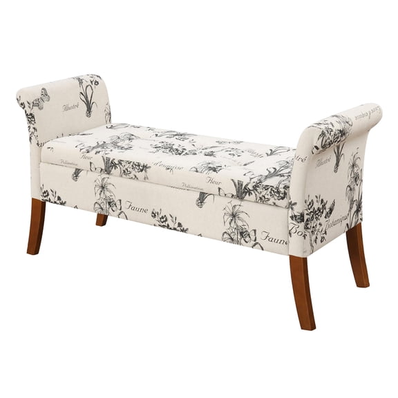 Pemberley Row Viscose Linen Beige Storage Bench Rectangular Button Tufting 51.25" Unassembled