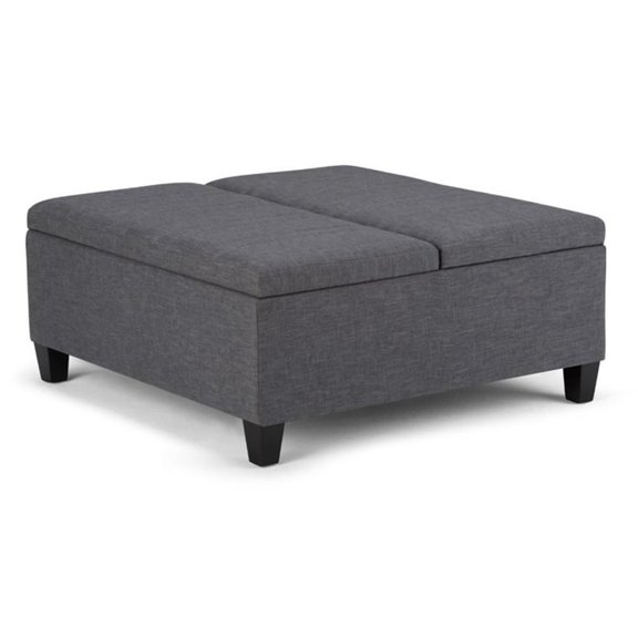 Pemberly Row Contemporary Storage Coffee Table Ottoman in Slate Gray