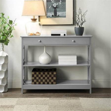 Pemberly Row Contemporary Storage Console Table in Gray Wood Finish
