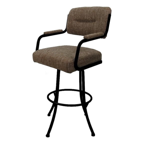 Pemberly Row Contemporary Swivel Metal 30" Bar Stool in Checkered/Black