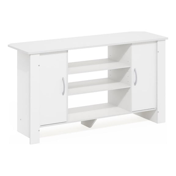 Pemberly Row Contemporary TV Stand Entertainment Center in White