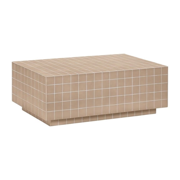 Pemberly Row Contemporary Taupe Tile Indoor / Outdoor Coffee Table