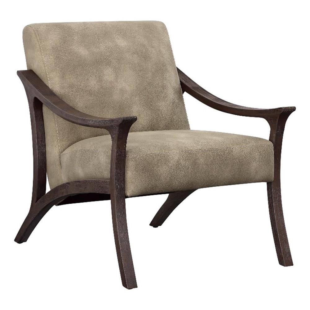 Pemberly Row Contemporary Taylor Wood & Fabric Arm Chair in Gray ...