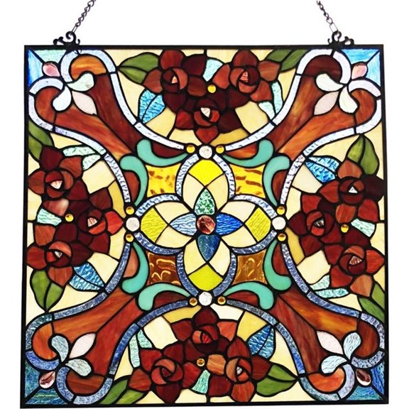 Pemberly Row Contemporary Tiffany-glass Window Panel 20" Wide