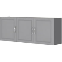 Pemberly Row Contemporary Transitional 54" Wall Cabinet in Gray
