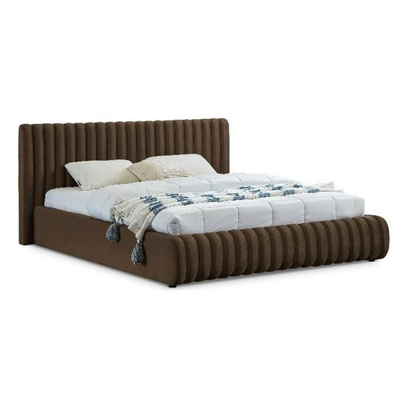 Pemberly Row Contemporary Transitional Brown Velvet King Bed