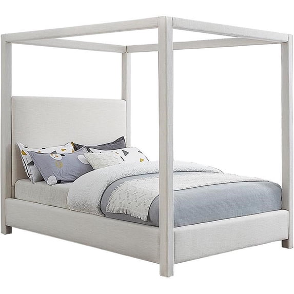 Pemberley Row Linen Textured Cream Queen Bed Rectangular Canopy 56" Unassembled