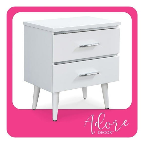 Pemberly Row Contemporary Transitional Side Table White Finish