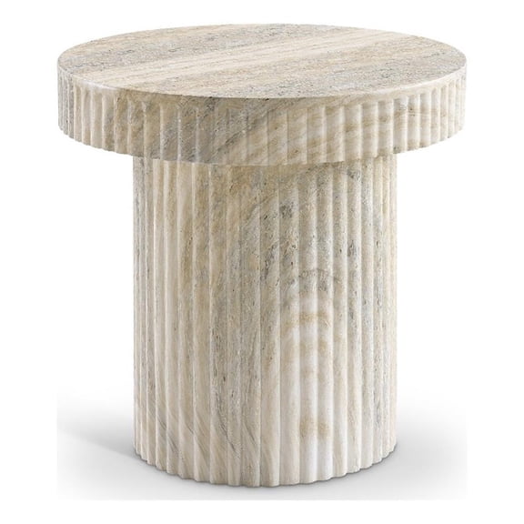 Pemberley Row Concrete Travertine End Table Square Waterproof 18" Assembled