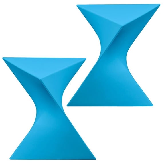 Pemberly Row Contemporary Triangle End Table in Blue Set of 2