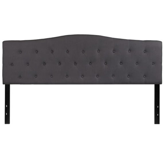 Pemberly Row Contemporary Tufted King Panel Headboard in Dark Gray