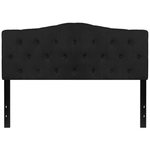 Pemberly Row Contemporary Tufted Queen Panel Headboard in Black