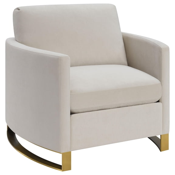 Pemberly Row Contemporary Upholstered Arched Arms Chair in Beige