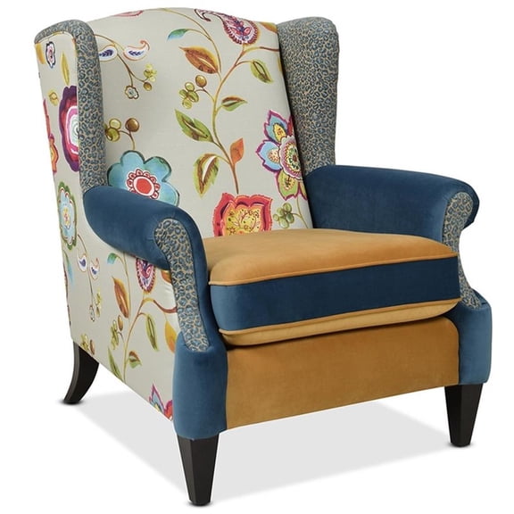 Pemberly Row Contemporary Upholstered Arm Chair in Floral & Leopard