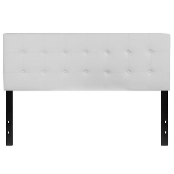 Pemberly Row Contemporary Upholstered Queen Panel Headboard in White