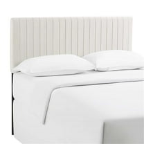 Pemberly Row Contemporary Velvet Full Queen Headboard in Ivory