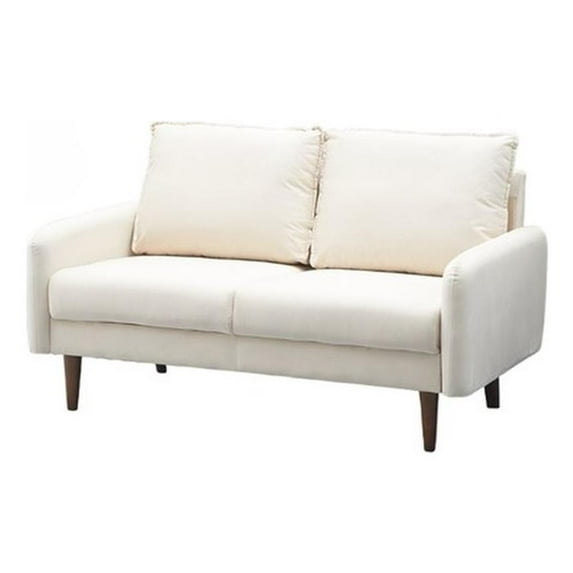 Pemberly Row Contemporary Velvet Living Room Loveseat in Beige