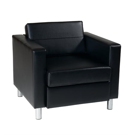 Pemberley Row Vinyl Black Barrel Club Chair Modern 29.5"H x 32"W x 30.5"D Unassembled