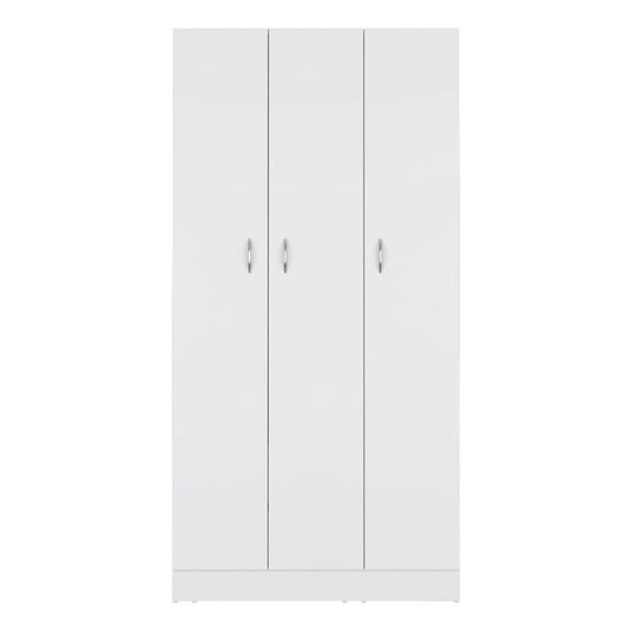 Pemberly Row Contemporary Wardrobe Armoire 3Doors -Engineered Wood-White