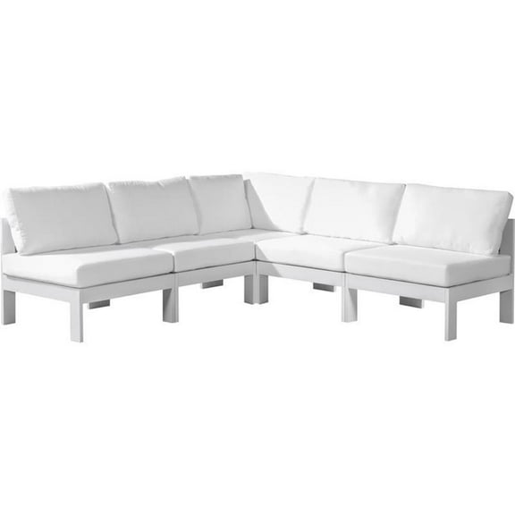 Pemberly Row Contemporary White Outdoor Patio Modular Sectional