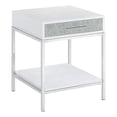 thumbnail image 1 of Pemberly Row Contemporary White Wood and Chrome 20" End Table, 1 of 6