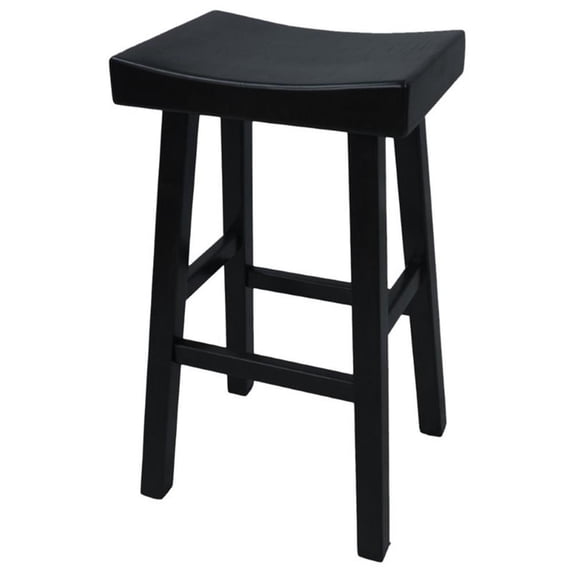 Pemberly Row Contemporary Wood 30" Bar Stool Antique Black Finish
