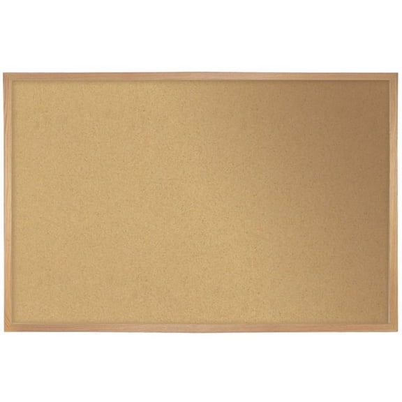 Pemberly Row Contemporary Wood 4' x 5' Cork Bulletin Board in Natural