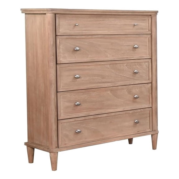 Pemberly Row Contemporary Wood 5-Drawer Chest with Tapered Legs