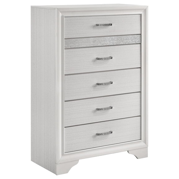 Pemberley Row MDF White Chest Rectangular Glittering Stripes 51.5"H Assembled
