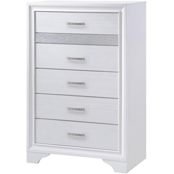 Pemberly Row Contemporary Wood 5-Drawer Rectangular Chest in White