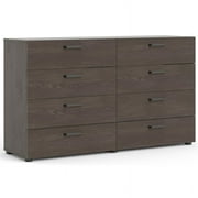 Pemberly Row Contemporary Wood 8 Drawer Double Dresser in Dark Chocolate
