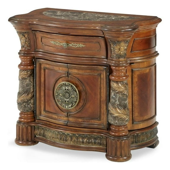 Pemberly Row Contemporary Wood Bedside Chest - Classic Chestnut