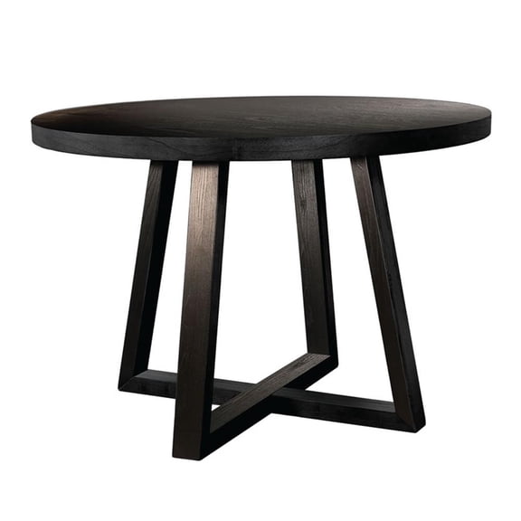 Pemberly Row Contemporary Wood Black Finish Round Dining Table