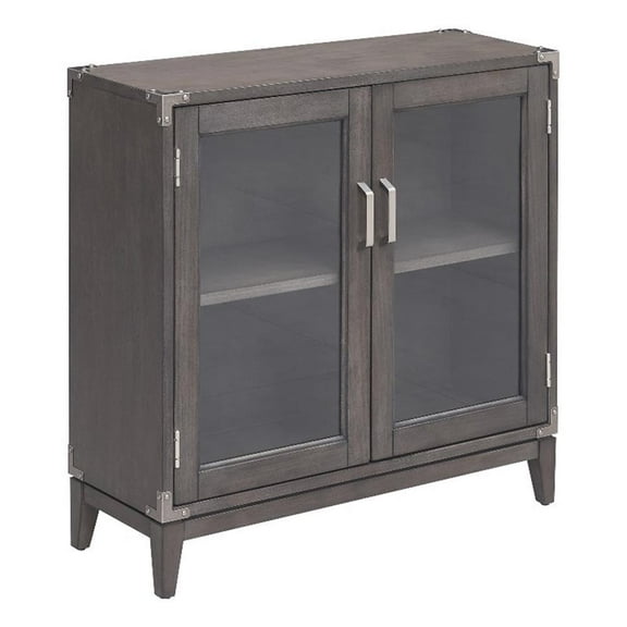 Pemberly Row Contemporary Wood Cabinet in Gray-Anthracite/Pewter