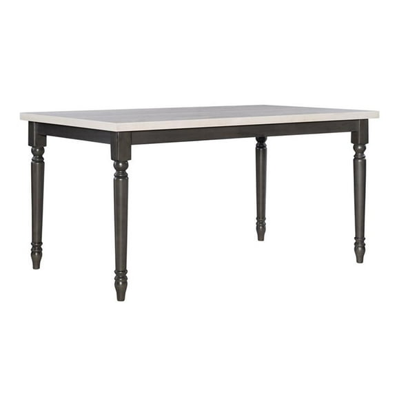 Pemberly Row Contemporary Wood Dining Table in Smokey White and Dark Gray