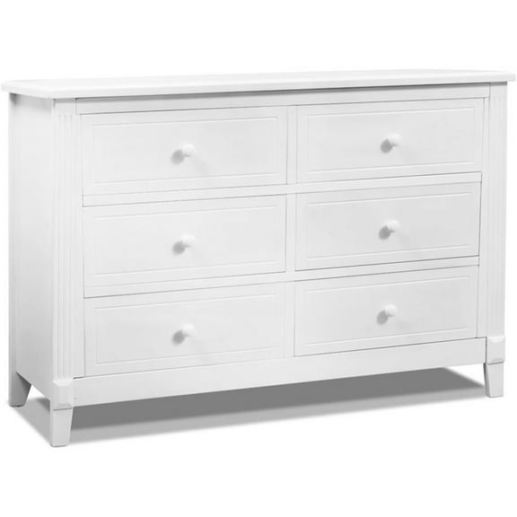 Pemberly Row Contemporary Wood Double Dresser in White Finish