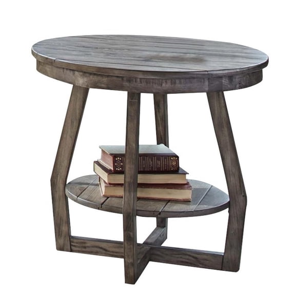 Pemberly Row Contemporary Wood End Table in Gray