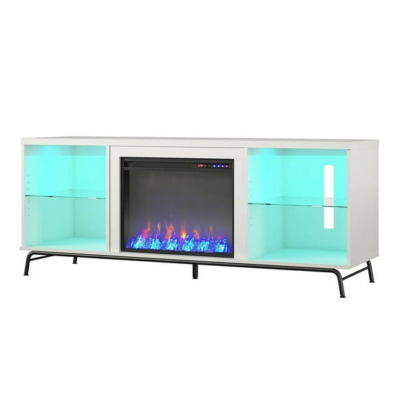 Pemberly Row Contemporary Wood Fireplace TV stand for TVs up to 70" in White