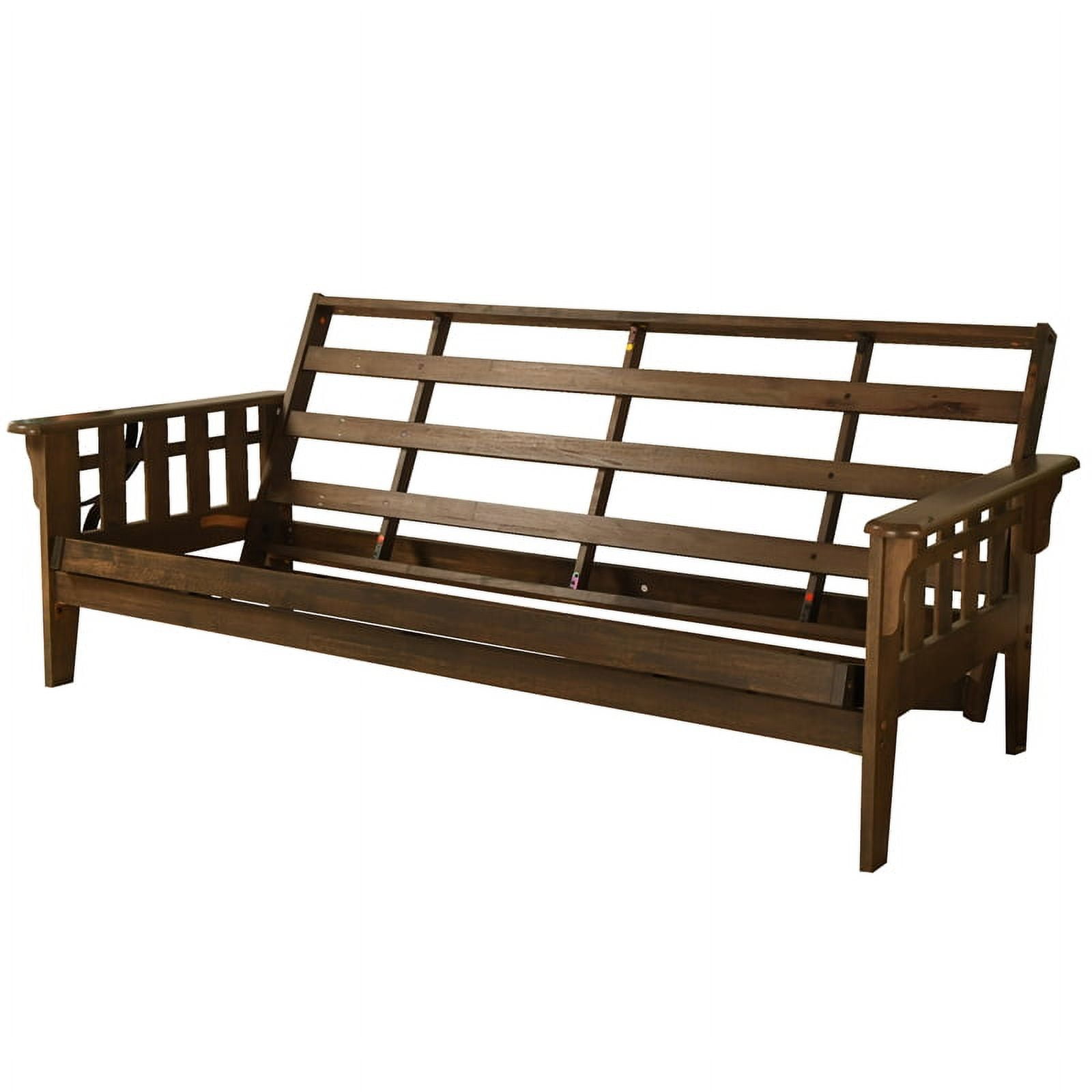 Pemberly Row Contemporary Wood Futon Frame in Rustic Walnut Brown