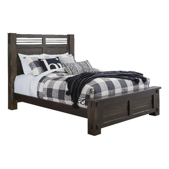 Pemberly Row Contemporary Wood King Panel Bed In Molasses Brown