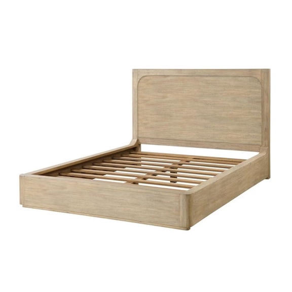 Pemberly Row Contemporary Wood King Platform Bed in Tan Natural
