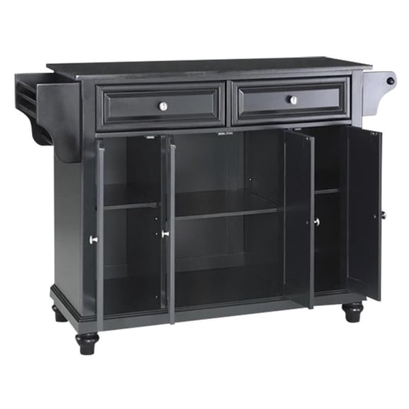 Pemberly Row Contemporary Wood Kitchen Island in Black/Cherry